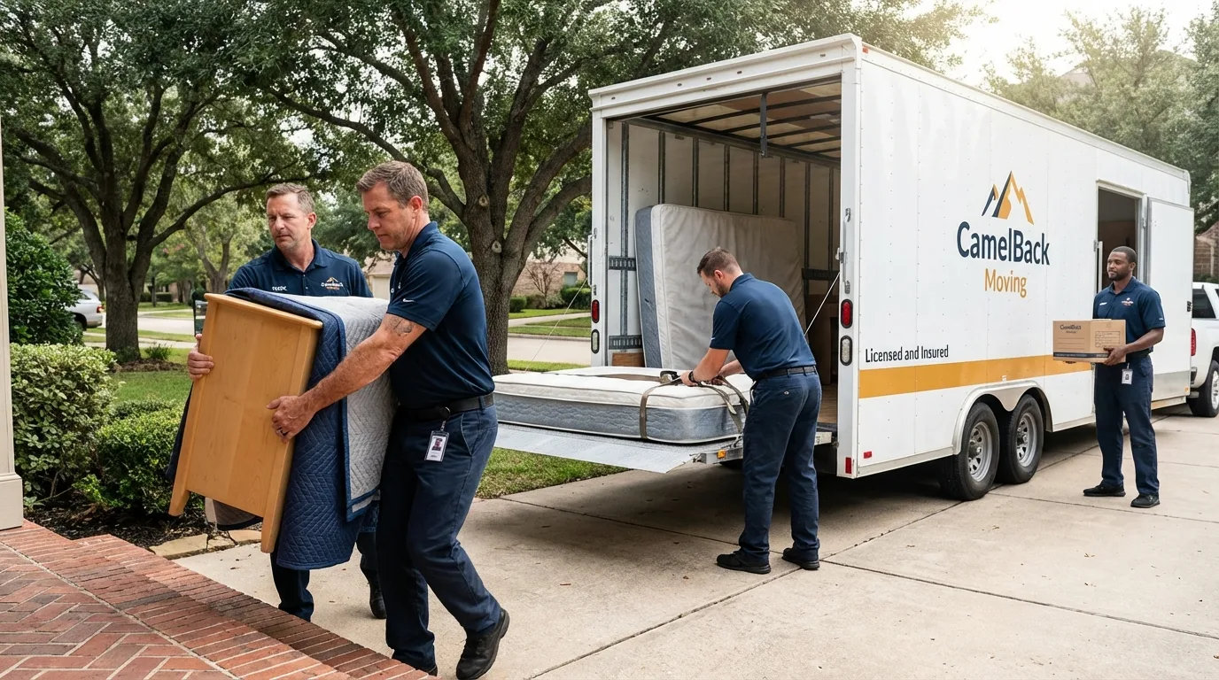 Crew loading residential truck for cross-state move from Waukee, IA